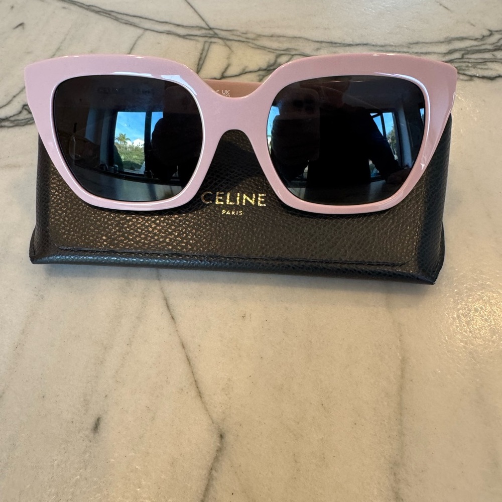 CELINE EYEWEAR Oversized square-frame acetate sunglasses Pink